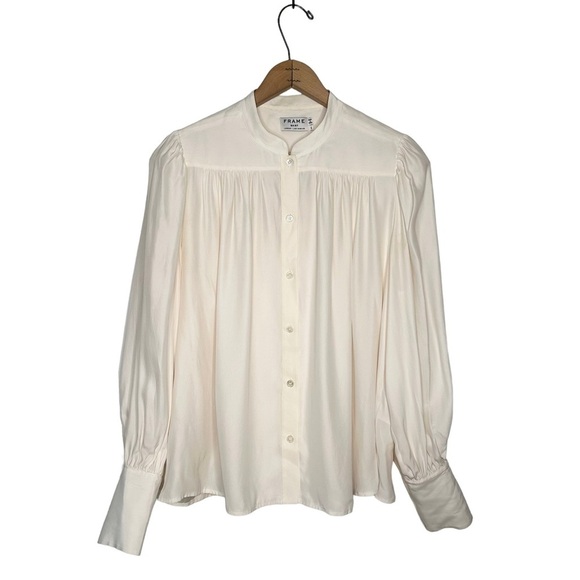 Frame | Cream Silk Button Down Top Size Small - Picture 1 of 11